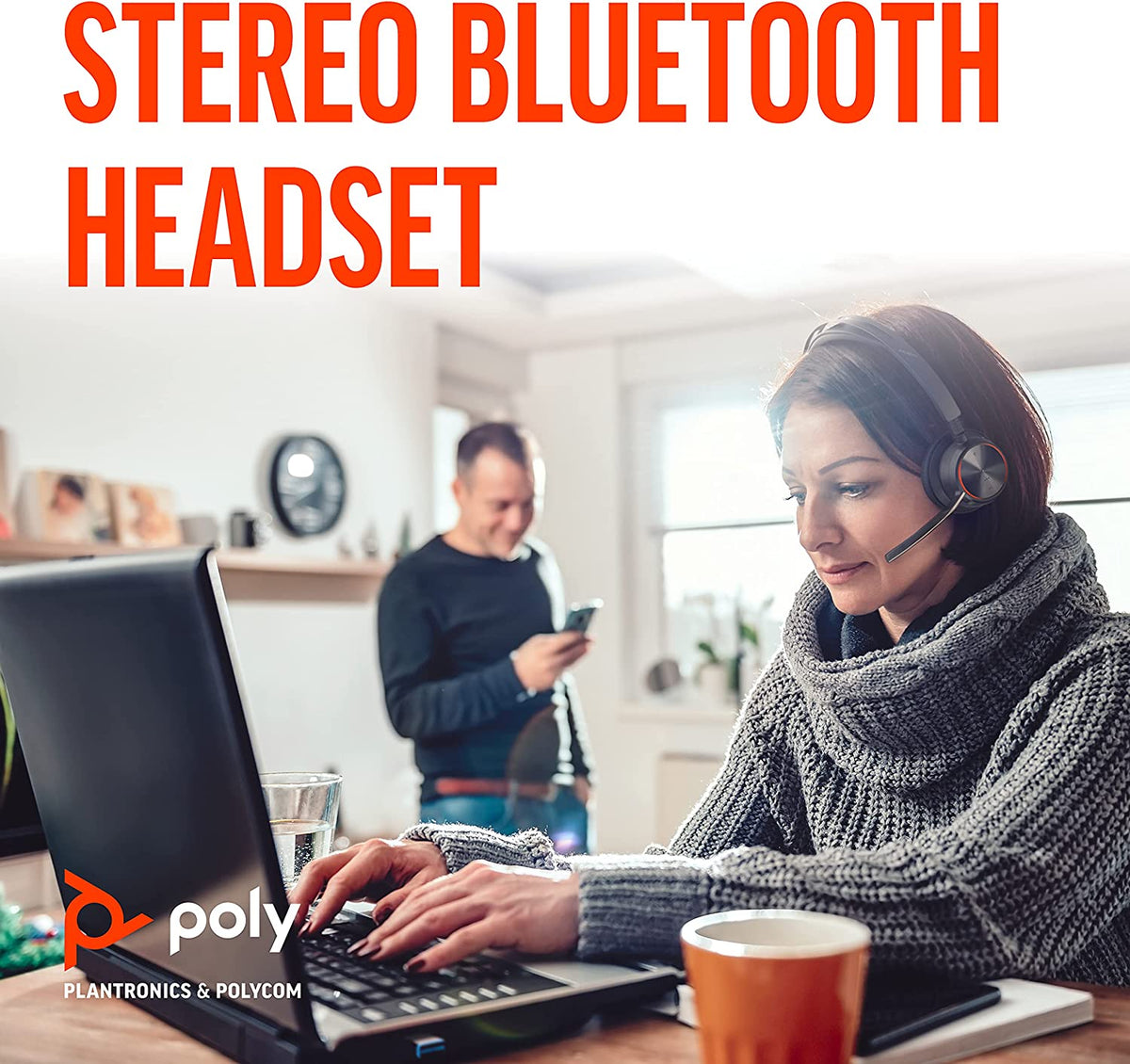 Poly - Voyager Focus 2 UC USB-C Headset with Stand (Plantronics) - Bluetooth Stereo Headset with Boom Mic - USB-C PC/Mac Compatible - Active Noise Canceling - Works with Teams (Certified), Zoom &amp; more Headset + Charge Stand, Teams Version