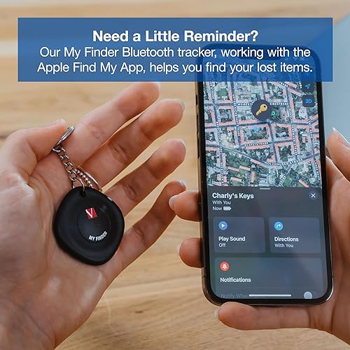 Verbatim My Finder Bluetooth Tracker Item Finder Compatible with Apple Find My (iOS Only) Water Resistant and Dustproof 2pk – Black,White 2 Pack