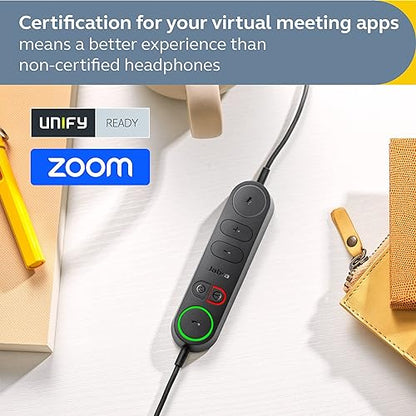 Jabra Engage 40 Wired Stereo Headset with Inline Call Control - Noise-Cancelling 2-Mic Technology, and USB-C Cable - Works With All Leading Unified Communications Platforms Such As Zoom, Unify - Black Stereo w/ Link UC (USB-C)