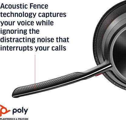 Poly - Voyager Focus 2 UC USB-C Headset with Stand (Plantronics) - Bluetooth Stereo Headset with Boom Mic - USB-C PC/Mac Compatible - Active Noise Canceling - Works with Teams (Certified), Zoom &amp; more Headset + Charge Stand, Teams Version