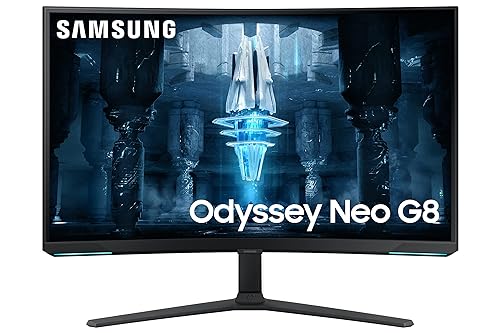 SAMSUNG 32" Odyssey Neo G8 4K UHD 240Hz 1ms G-Sync 1000R Curved Gaming Monitor, Quantum HDR2000, AMD FreeSync Premium Pro, Matte Display, Ultrawide Game View, DisplayPort, Black & White, 2022 32-inch QLED Neo G8 Curved 240Hz