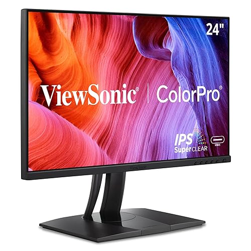 ViewSonic VP2456A 24 Inch 1080p IPS Monitor with Advanced Ergonomics, ColorPro 100% sRGB Rec 709, Pantone Validated, 14-bit 3D LUT, 120Hz, USB, HDMI, DisplayPort, 90W USB C for Home and Office