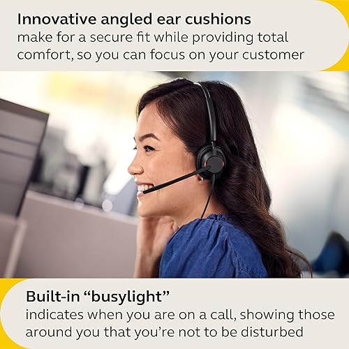 Jabra Engage 40 Wired Stereo Headset with Inline Call Control - Noise-Cancelling 2-Mic Technology, Ultra-Lightweight Design and USB-C Cable - MS Teams Certified, Works With All Other Platforms - Black Stereo w/ Link MS Teams (USB-C)