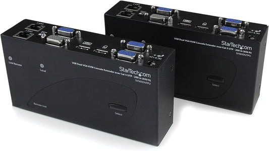 StarTech.com 650 ft/200m USB 2.0 Dual VGA KVM Console Extender Over Cat5 UTP -for Dual VGA, USB-Enabled PC or KVM Switch - Upto 1920x1200 (SV565DUTPU) 200m / 650ft VGA | USB