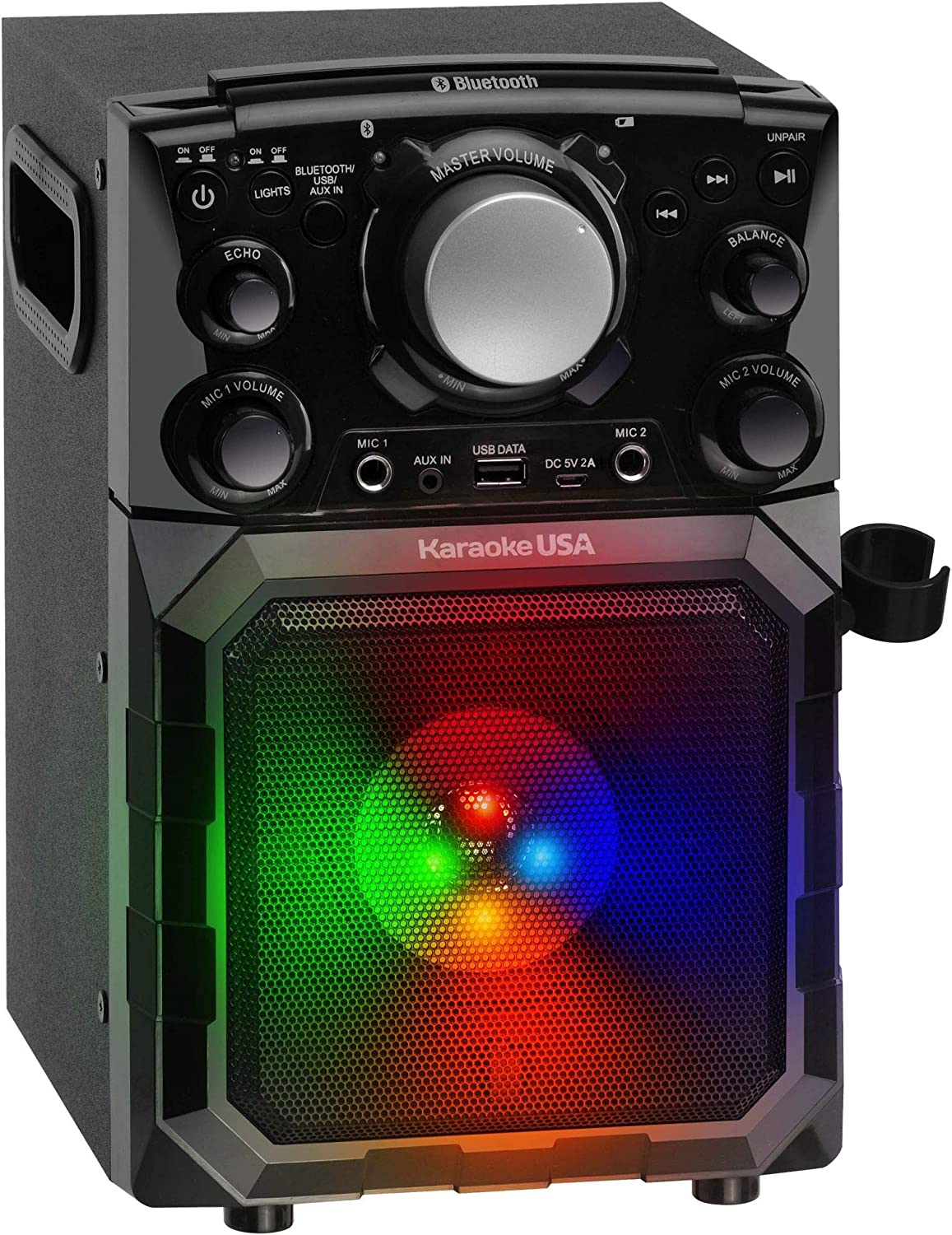 Karaoke USA Portable MP3 Karaoke Player with Bluetooth, PA, and Built-In Battery (GQ410) , Black