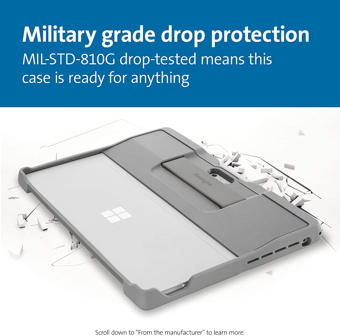 Kensington Blackbelt™ 2nd Degree Rugged Case for Surface Pro 7, 7+, 6, 5, &amp; 4 - Silver (K97802WW) Silver Surface Pro 7