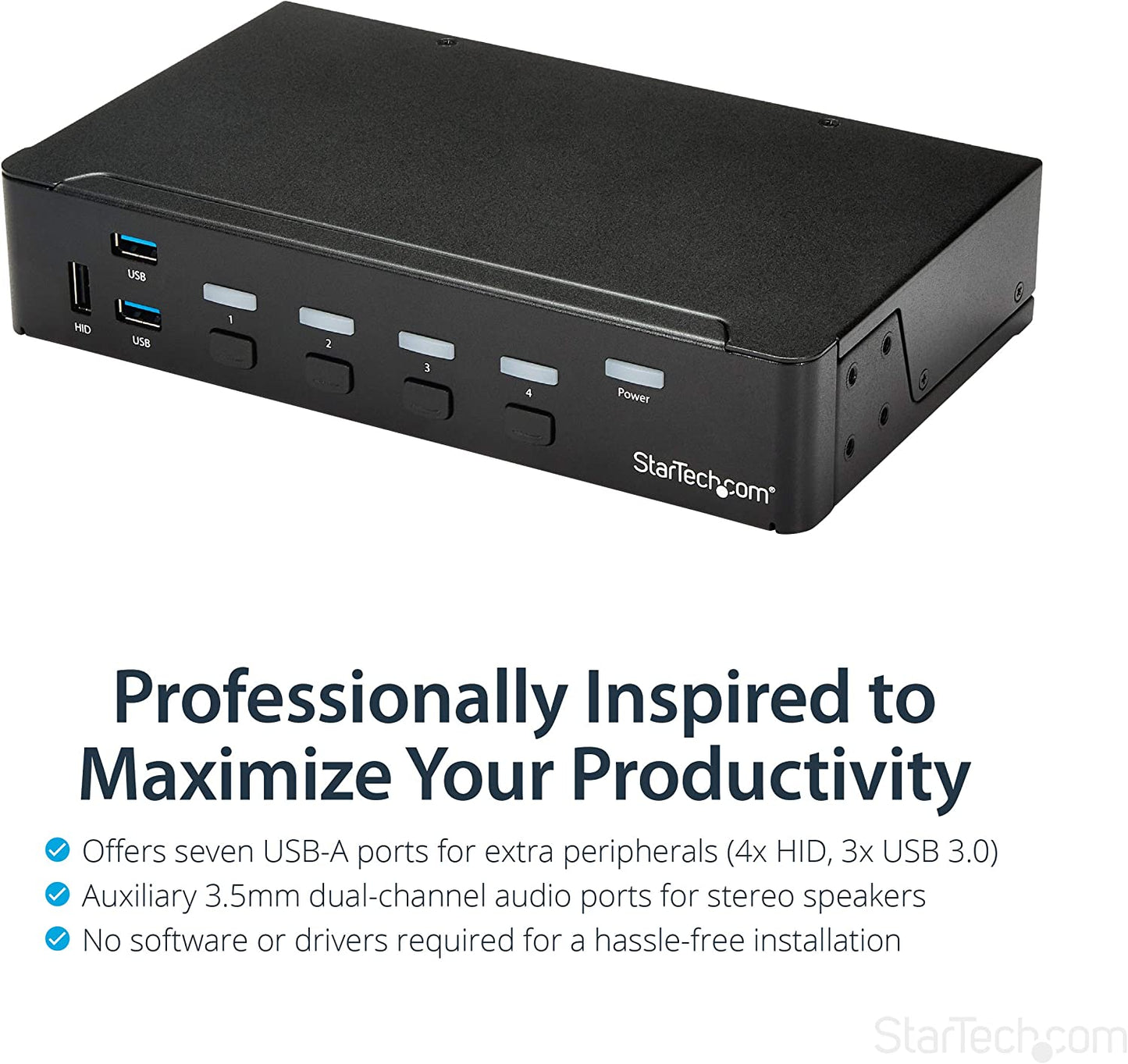 StarTech.com 4 Port HDMI KVM - HDMI KVM Switch - 1080p - USB 3.0 &amp; Audio Support - KVM Video Switch (SV431HDU3A2) 4 Port | 1 Monitor USB 3.0 | 1080p