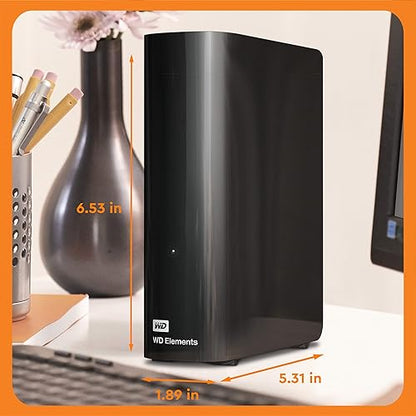 WD 6TB Elements Desktop External Hard Drive, USB 3.0 external hard drive for plug-and-play storage - WDBWLG0060HBK-NESN 6TB Desktop