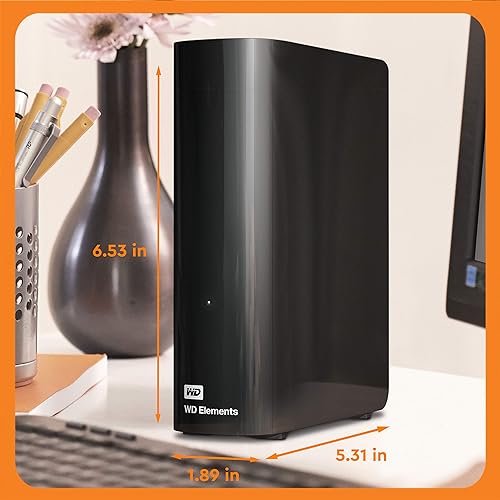 Western Digital 16TB Elements Desktop External Hard Drive, USB 3.0 External Hard Drive for Plug-and-Play Storage - WDBWLG0160HBK-NESN 16TB Desktop