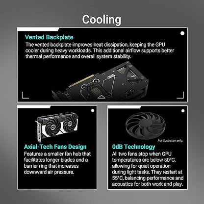 ASUS Dual GeForce RTX™ 5070 12GB GDDR7 OC Edition (PCIe 5.0, 12GB GDDR7, DLSS 4, HDMI 2.1b, DisplayPort 2.1b, Compact Dual-Fan Design, Axial-tech Fan Design, 0dB Technology, and More)