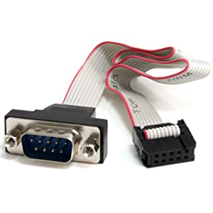 StarTech.com 16in 9 Pin Serial Male to 10 Pin Motherboard Header Panel Mount Cable - motherboard to RS232 (PNL9M16),Gray
