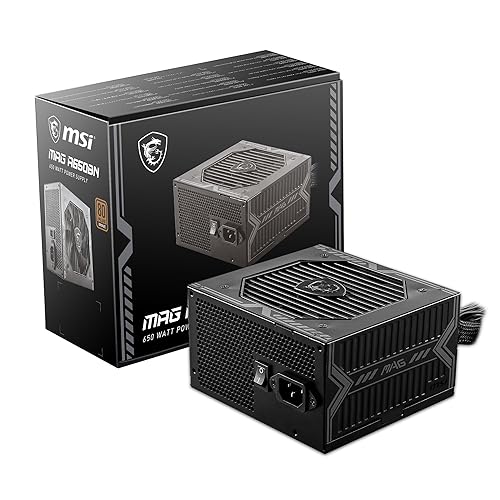 MSI MAG A650BN Gaming Power Supplyr - 80 Plus Bronze Certified 650W - Compact Size - ATX PSU MAG A650BN 80 Plus Bronze