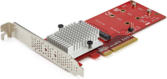 StarTech.com Dual M.2 PCIe SSD Adapter Card - x8 / x16 Dual NVMe or AHCI M.2 SSD to PCI Express 3.0 - M.2 NGFF PCIe (M-Key) Compatible - Supports 2242, 2260, 2280 - JBOD - Mac &amp; PC (PEX8M2E2) 2x M.2 NVMe