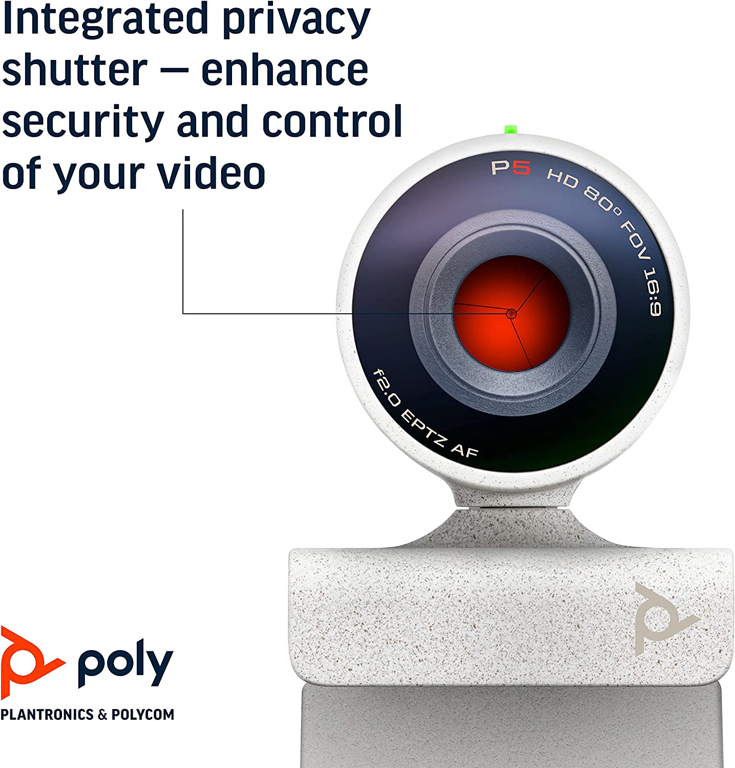Poly Studio P5 Professional Webcam (Plantronics) - 1080p HD Laptop Camera for Video Conference &amp; Distance Learning - Monitor &amp; Tripod Mount - Privacy Shutter-Works w/Teams (Certified), Zoom(Certified) Poly Studio P5 Webcam