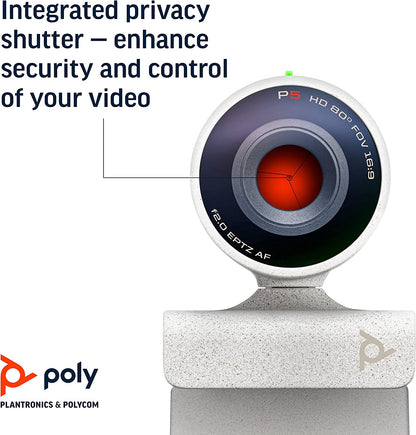 Poly Studio P5 Professional Webcam (Plantronics) - 1080p HD Laptop Camera for Video Conference &amp; Distance Learning - Monitor &amp; Tripod Mount - Privacy Shutter-Works w/Teams (Certified), Zoom(Certified) Poly Studio P5 Webcam