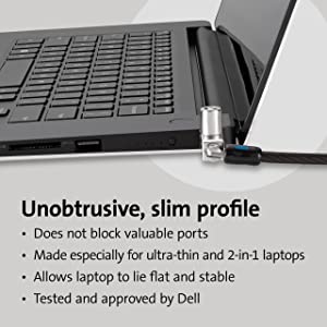 Kensington Slim N17 2.0 Keyed Dual Head Laptop Lock for Wedge-Shaped Slots (K60508WW)