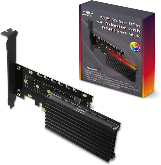 Vantec M.2 NVMe PCIe x4 Adapter with ARGB Heat Sink (UGT-M2PC12-RGB)