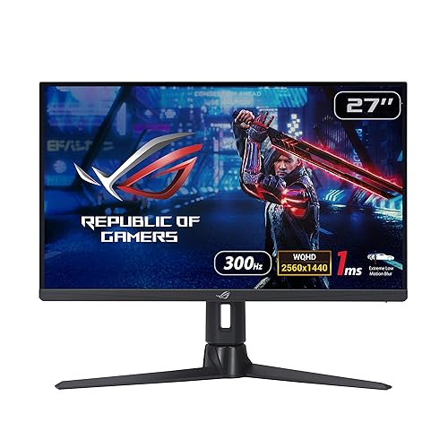 ASUS ROG Strix 27” 1440P Gaming Monitor (XG27AQMR) - 27”, QHD (2560 x 1440), Fast IPS, 300Hz, 1ms, G-SYNC Compatible, FreeSync Premium Pro, Extreme Low Motion Blur Sync, DisplayPort, DisplayHDR 600