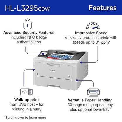 Brother HL-L3295CDW Wireless Compact Digital Colour Printer with Laser Quality Output, Duplex, and NFC