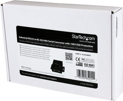StarTech.com Industrial RS232 to RS422/485 Serial Port Converter w/ 15KV ESD Protection - RS232 to RS 422 RS485 Converter Adapter (IC232485S)