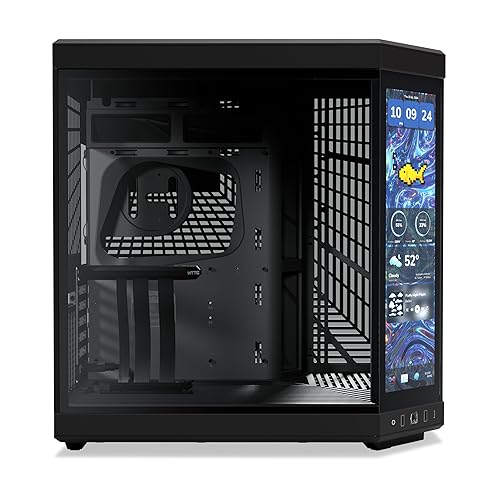 HYTE Y70 Touch Infinite Dual Chamber ATX Mid Tower Modern Aesthetic Case with Integrated 2.5K LCD Touchscreen - Pitch Black