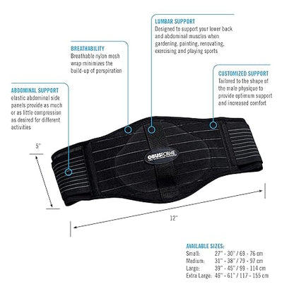ObusForme Back Support Belt with Built-in Lumbar Support | Lower Back Brace | Elastic Abdominal Support | Breathable, Lightweight Compression Band | Extra Large | 39-45"