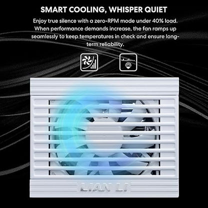 Lian Li SP1000 Platinum - 1000 Watt SFX Form Factor Power Supply with 12V-2x6 Cable - ATX 3.1 & PCIE 5.1 Compliant - Full Modular - 100% Japanese 105C Capacitors - White (SP1000P.W) Platinum 1000W White