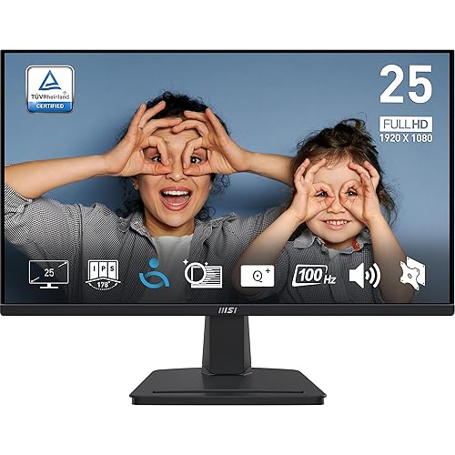 MSI PRO MP251 24.5-inch IPS 1920 x 1080 (FHD) Computer Monitor, 100Hz, Adaptive-Synch, HDMI, VGA Port, VESA Mountable, Tilt, Speaker, 1ms, Black