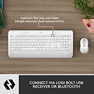 Logitech Signature MK650 Combo for Business, Wireless Mouse and Keyboard, Logi Bolt, Bluetooth, SmartWheel, Globally Certified, Windows/Mac/Chrome/Linux - Off-White