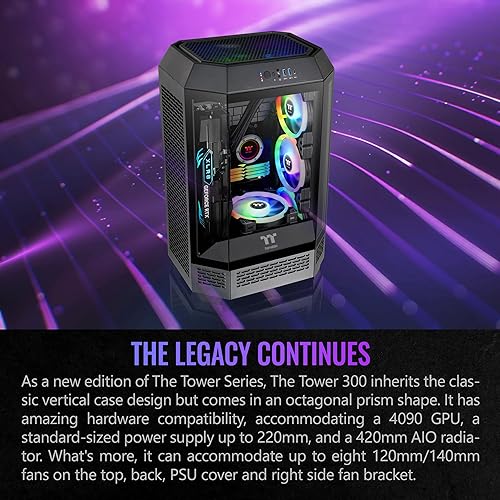 Thermaltake Tower 300 Black Micro-ATX Case; 2x140mm CT Fan Included; Support Up to 420mm Radiator; Optional Chassis Stand Kit Allows Horizontal Display; CA-1Y4-00S1WN-00; 3 Year Warranty Tower 300 Case Black