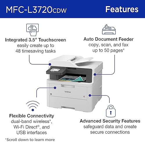 Brother MFC-L3720CDW Wireless Digital Colour All-in-One Printer with Copy, Scan and Fax, Duplex and Mobile Printing New Model: MFCL3720CDW