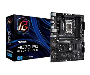ASRock Motherboard H670 PG Riptide Intel H670 Series CPU (LGA1700) Compatible H670 ATX Motherboard
