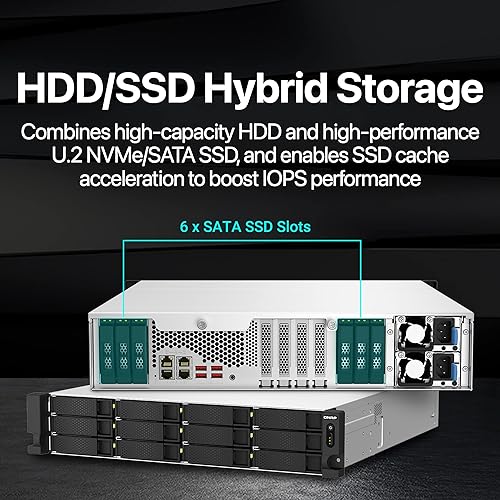 QNAP TS-h1887XU-RP-E2334-16G-US 18 Bay 2U Rackmount Hybrid NAS with Intel® Xeon® Processor, Dual 10GbE, ZFS Storage for Virtualization and Data-Intensive Enterprise Applications