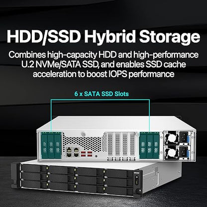 QNAP TS-h1887XU-RP-E2334-16G-US 18 Bay 2U Rackmount Hybrid NAS with Intel® Xeon® Processor, Dual 10GbE, ZFS Storage for Virtualization and Data-Intensive Enterprise Applications