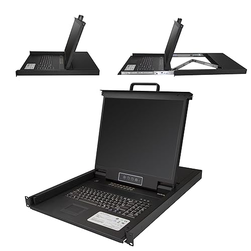 StarTech.com 16 Port Rackmount KVM Console w/ 6ft Cables - Integrated KVM Switch w/ 19 LCD Monitor - Fully Featured 1U LCD KVM Drawer- OSD KVM - Durable 50,000 MTBF - USB + VGA Support (RKCONS1916K) Console 19 in | 16 Port KVM