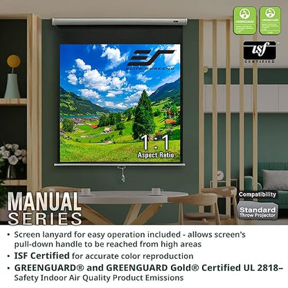 Elite Screens Manual Series, 150-INCH 16:9, Pull Down Manual Projector Screen with AUTO Lock, Movie Home Theater 8K / 4K Ultra HD 3D Ready, 2-Year Warranty, M150XWH2 White 16:9, 150-inch
