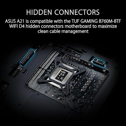 ASUS A21 Micro-ATX Case Black Edition Supports Graphics Cards up to 380mm, 360mm Coolers, & Standard ATX PSUs, Porous Front-Panel Mesh, Compatible with New BTF Hidden Connector Technology