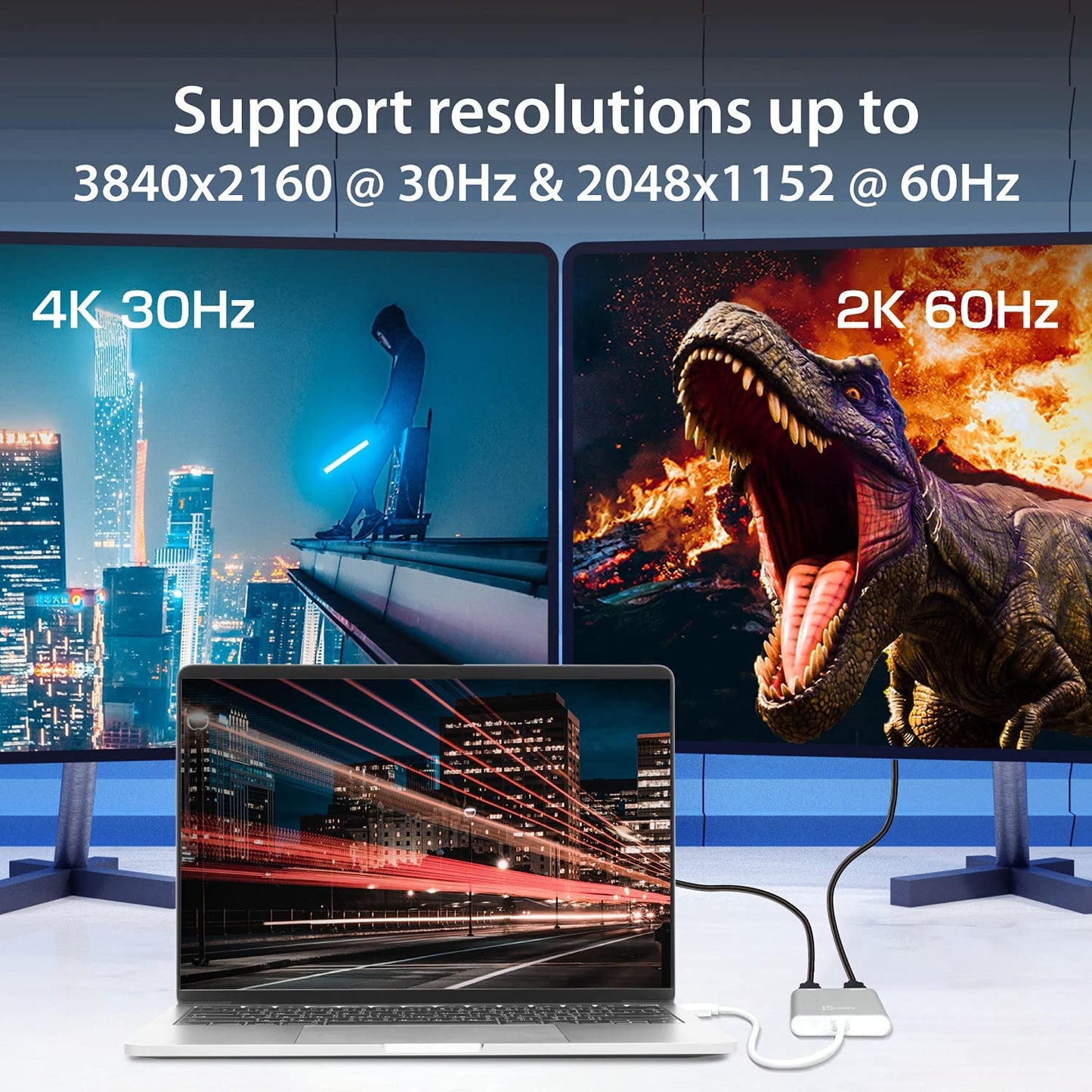 J5 create j5create USB to HDMI Adapter - Dual HDMI USB 3.0 Multi-Monitor Cable | 4K Ultra HD | Compatible with Microsoft 7, 8.1, 10 / Mac OS X v10.6 and Above