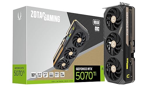 ZOTAC Gaming GeForce RTX 5070 Ti Solid OC DLSS 4 16GB GDDR7 256-bit 28 Gbps PCIE 5.0 Gaming Graphics Card, IceStorm 3.0 Advanced Cooling, Spectra 2.0 ARGB Lighting, ZT-B50710J-10P