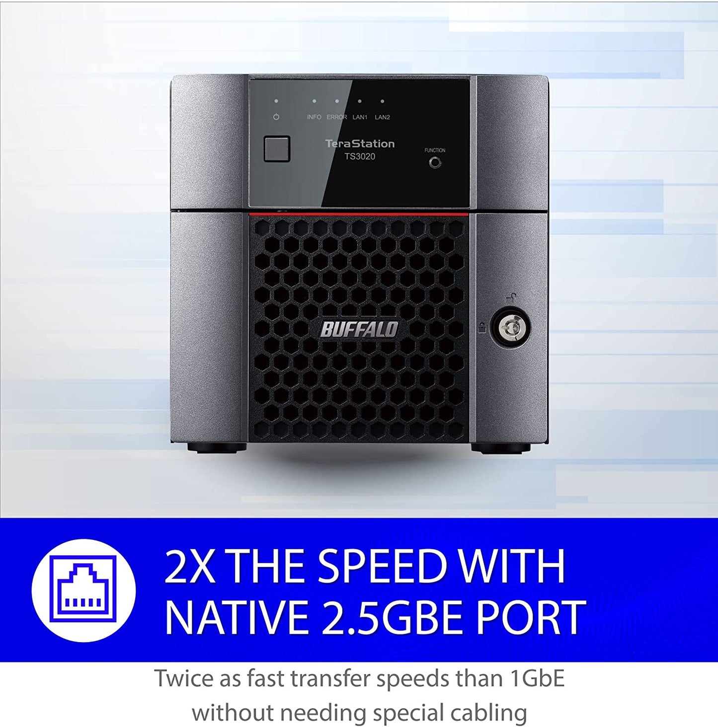 BUFFALO TeraStation 3220DN 2-Bay Desktop NAS 8TB (2x4TB) with HDD NAS Hard Drives Included 2.5GBE / Computer Network Attached Storage/Private Cloud/NAS Storage/Network Storage/File Server 8 TB TeraStation 3220DN Desktop NAS - 2 Drive Bays