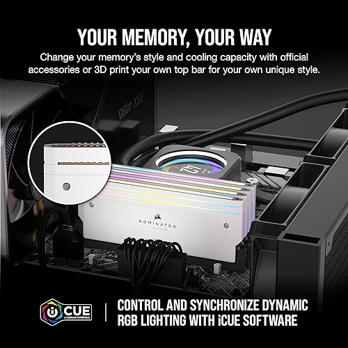 CORSAIR DOMINATOR TITANIUM RGB DDR5 RAM 32GB (2x16GB) DDR5 7200MHz CL34 Intel XMP iCUE Compatible Computer Memory - White (CMP32GX5M2X7200C34W)