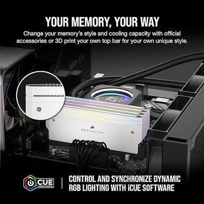 CORSAIR DOMINATOR TITANIUM RGB DDR5 RAM 32GB (2x16GB) DDR5 7200MHz CL34 Intel XMP iCUE Compatible Computer Memory - White (CMP32GX5M2X7200C34W)