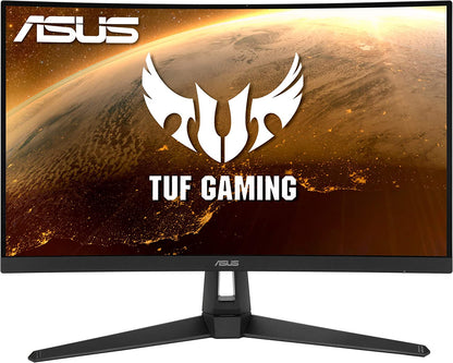 ASUS TUF Gaming VG27VH1B 27” Curved Monitor, 1080P Full HD, 165Hz (Supports 144Hz), Extreme Low Motion Blur, Adaptive-sync, FreeSync Premium, 1ms, Eye Care, HDMI D-Sub, BLACK