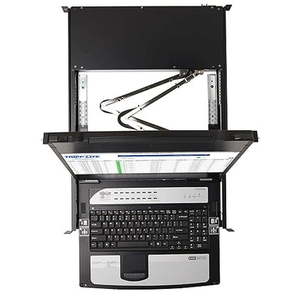 Tripp Lite, 8-Port, NetDirector, DisplayPort, KVM, Switch, Console w/ 17 in. LCD, Dual Rail, 1U Rack-Mount (B030-DP08-17D)