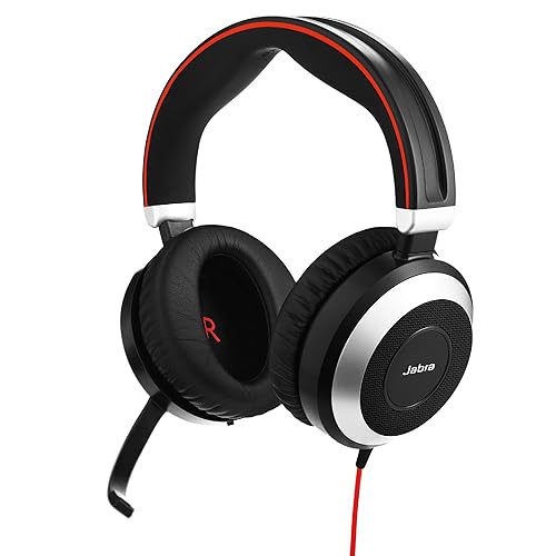 Jabra Evolve 80 UC Wired Headset Professional Telephone Headphones with Unrivalled Noise Cancellation for Calls and Music, Features World-Class Speakers and All Day Comfort UC Optimized