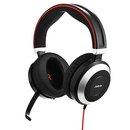 Jabra Evolve 80 UC Wired Headset Professional Telephone Headphones with Unrivalled Noise Cancellation for Calls and Music, Features World-Class Speakers and All Day Comfort UC Optimized