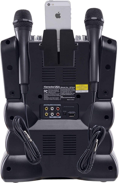 Karaoke USA GF844 Complete Karaoke System with 2 Microphones, Remote Control, 7” Color Screen, LED Lights - Works with DVD, Bluetooth, CD, MP3 and All Devices