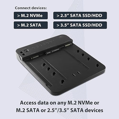 Multi-Function M.2/SATA Storage Adapter with Clone, for M.2 NVMe, M.2 SATA, SSD, HDD, 2.5, 3.5 SATA (CB-M2SAT-U3)