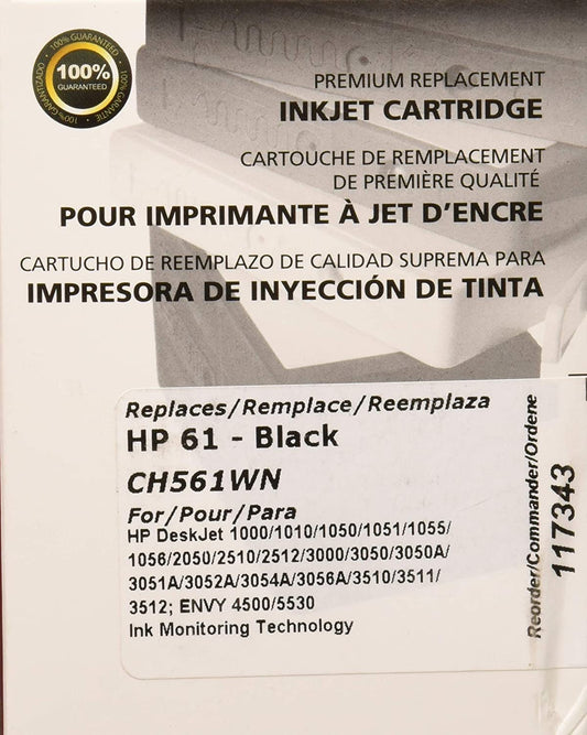 Clover imaging group CIG Remanufactured Black Ink Cartridge (Alternative for HP CH561WN, 61) (190 Yield)