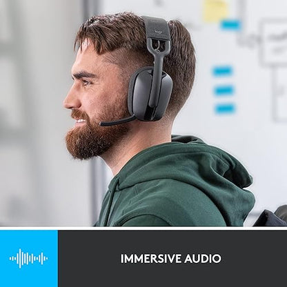 Logitech Zone Vibe 100 Lightweight Wireless Over Ear Headphones with Noise Canceling Microphone, Advanced Multipoint Bluetooth Headset, Works with Teams, Google Meet, Zoom, Mac/PC - Graphite Bluetooth Graphite